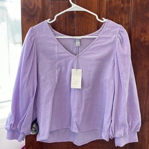 Purple puff sleeve blouse